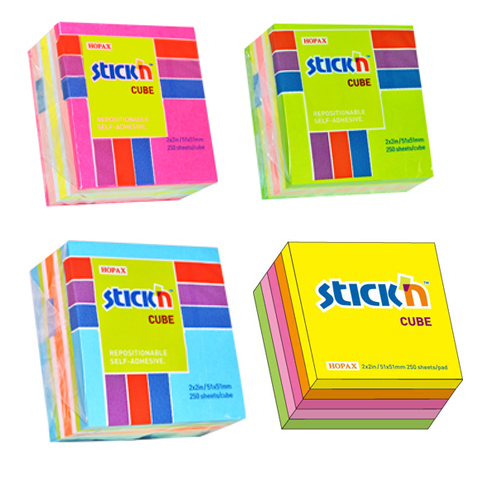 Kostka samoprzylepna 51x51 250k. mix różowy neon